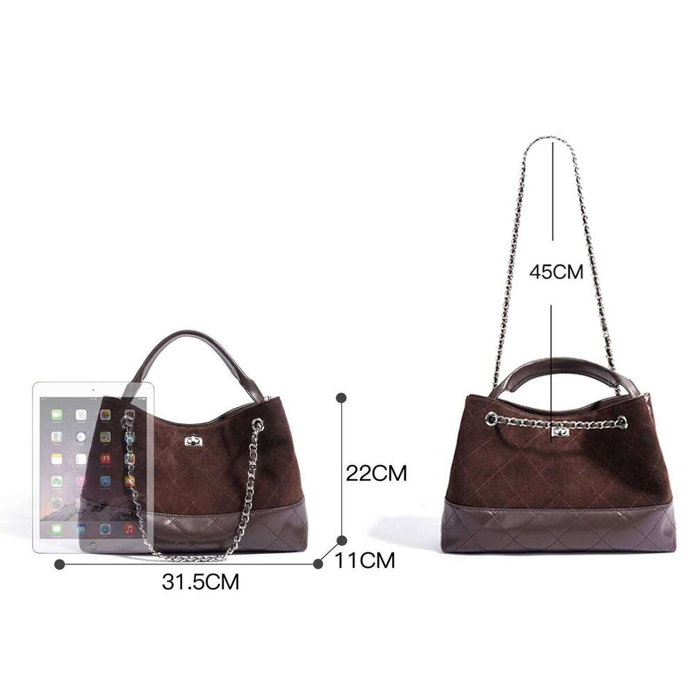 2025 New Retro Color Block Large Capacity Tote Bag Women Fashion Versatile Diamond Quilted Shoulder Chain Handbag for Commuting