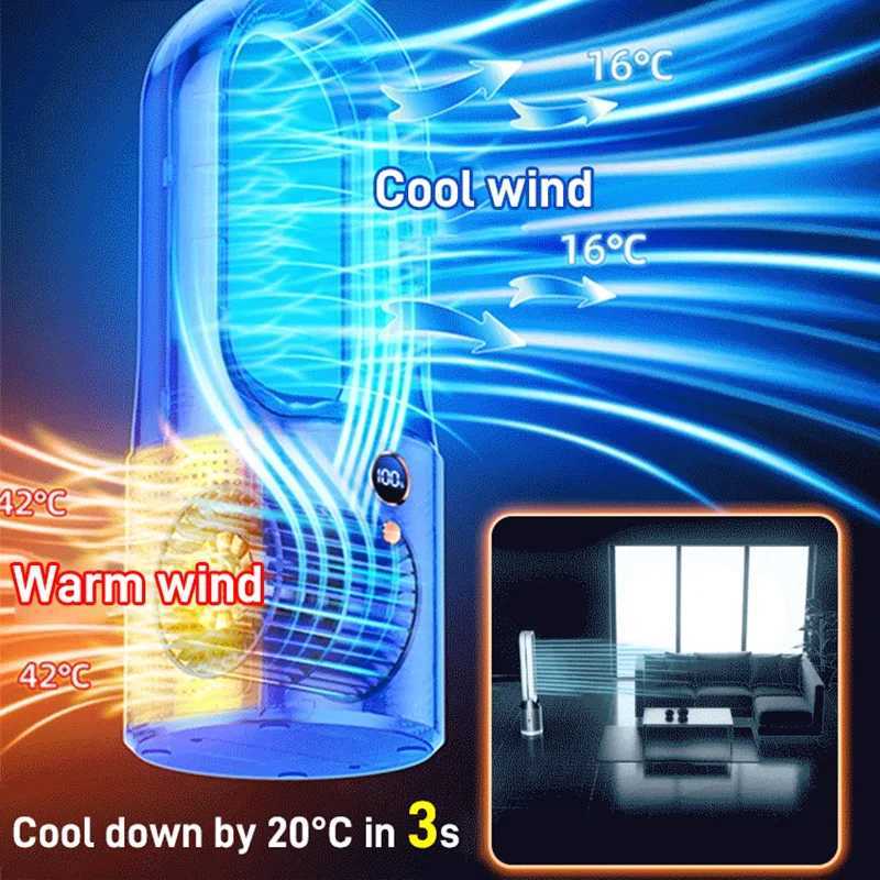 Silent air conditioning fan portable air cooler fan LED display screen smoke-free electric fan 6-hour timer USB charging heater fanT250422
