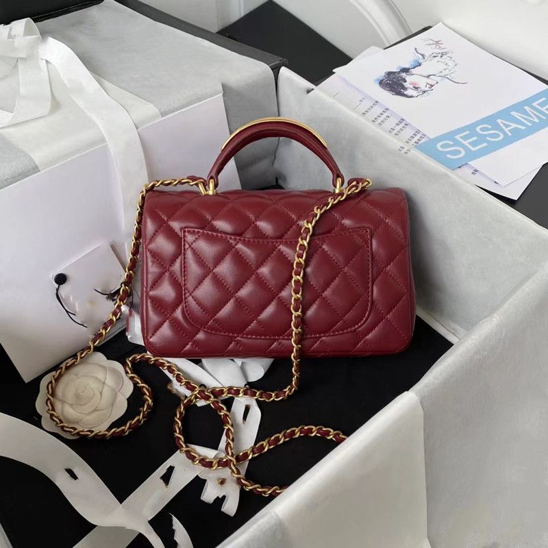 Evening Bags Ladies Crossbody Bag Designer Luxury Metal Handle Mini Handbag Classic Fashion Sheepskin Name Flip Bag trend Shoulder bag Cosmetic Cases Makeup bag