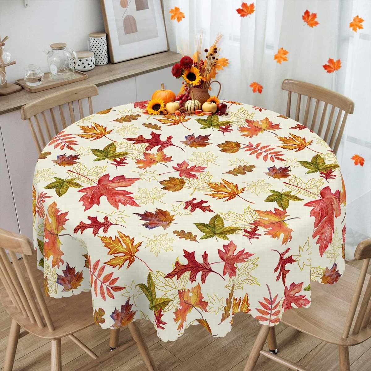 1 Piece Autum Leaf Printed Tablecloth Various Sizes Autum Courtyard Party Decoration Tablecloth Thanksgiving Party Courtyard Tablecloth Decoration C25