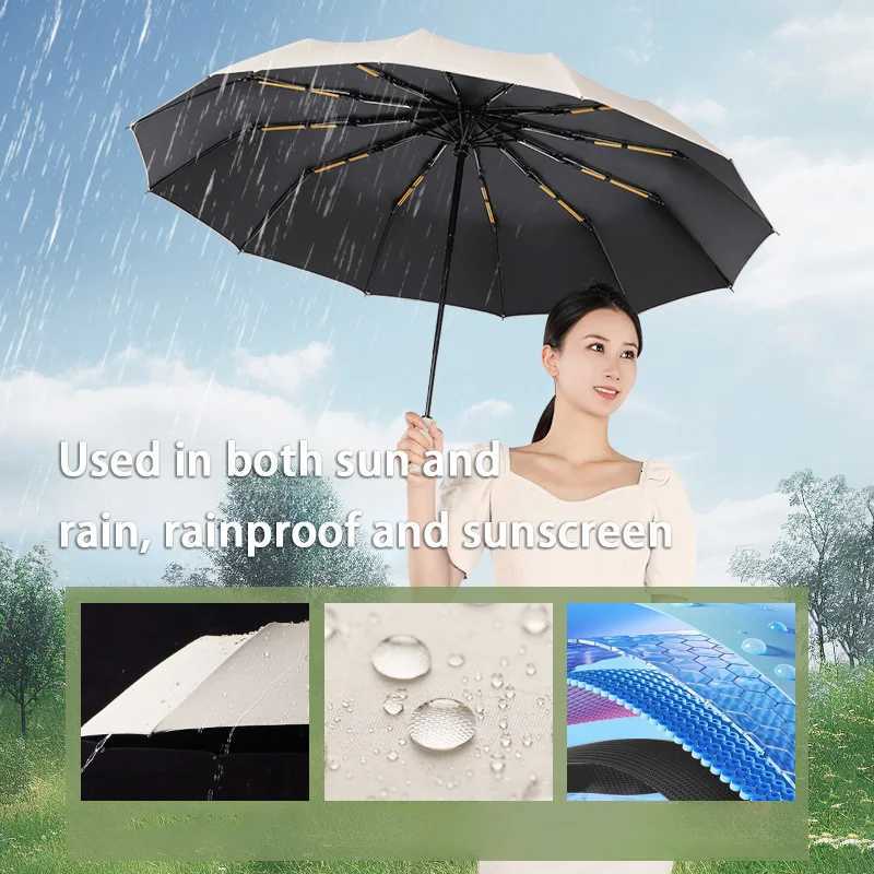 UPF50 Windproof Umbrella Women/Men Auto UV Protection Parasol Heavy Duty Compact Travel Business Wind-Resistant Sun UmbrellasM251122