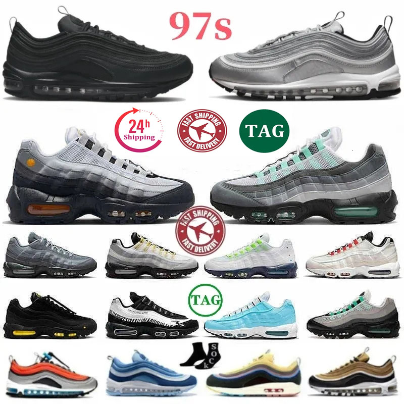 Designer Neon 95s for men women 97s running shoes daily outfit train sneaker Triple Black White Red Geen Blue Pink Navy mens outdoors trianers With box