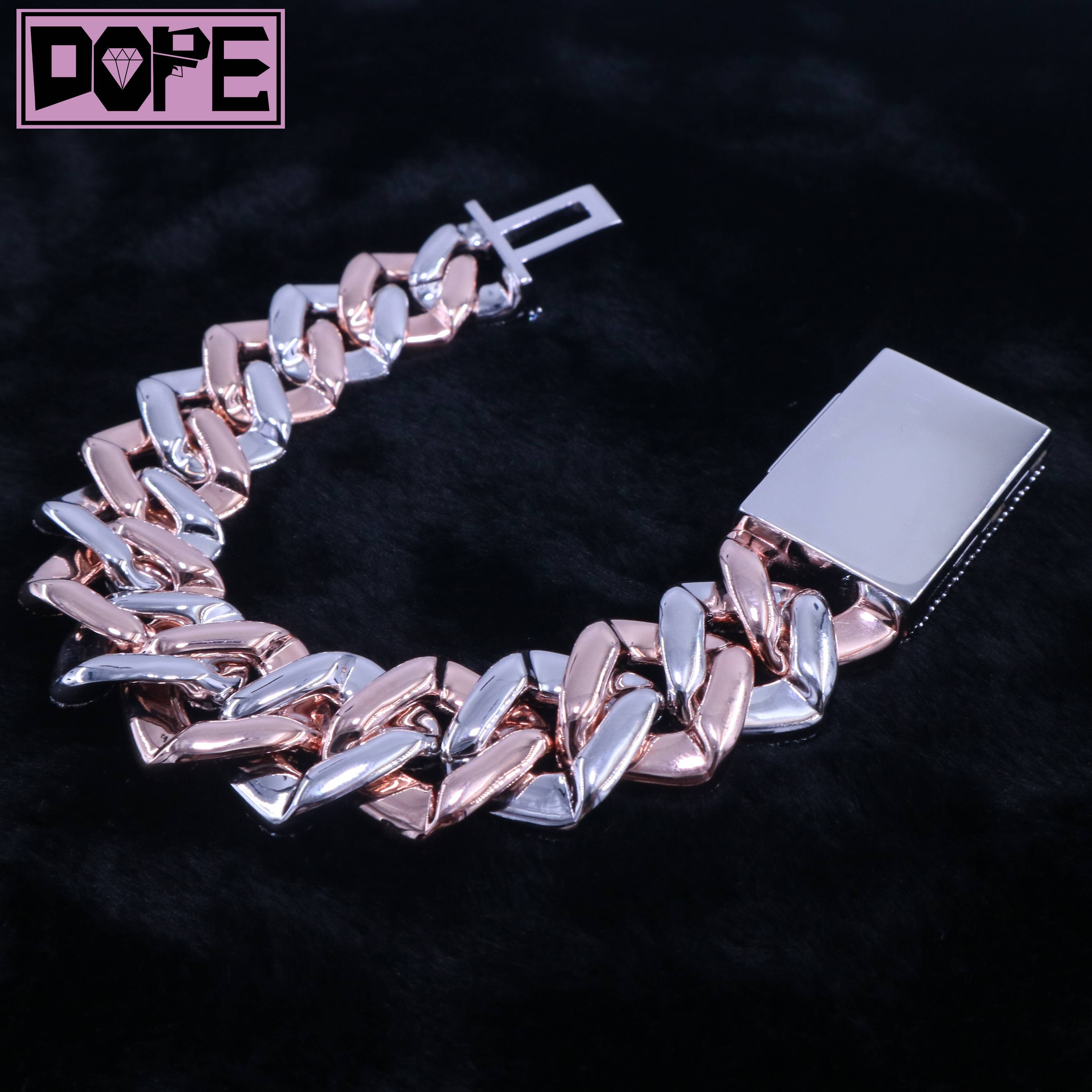 Hip Hop Moissanite Bracelet Pass Diamond Tester 925 Silver Two Tone Iced Out Moissanite Cuban Link Chain