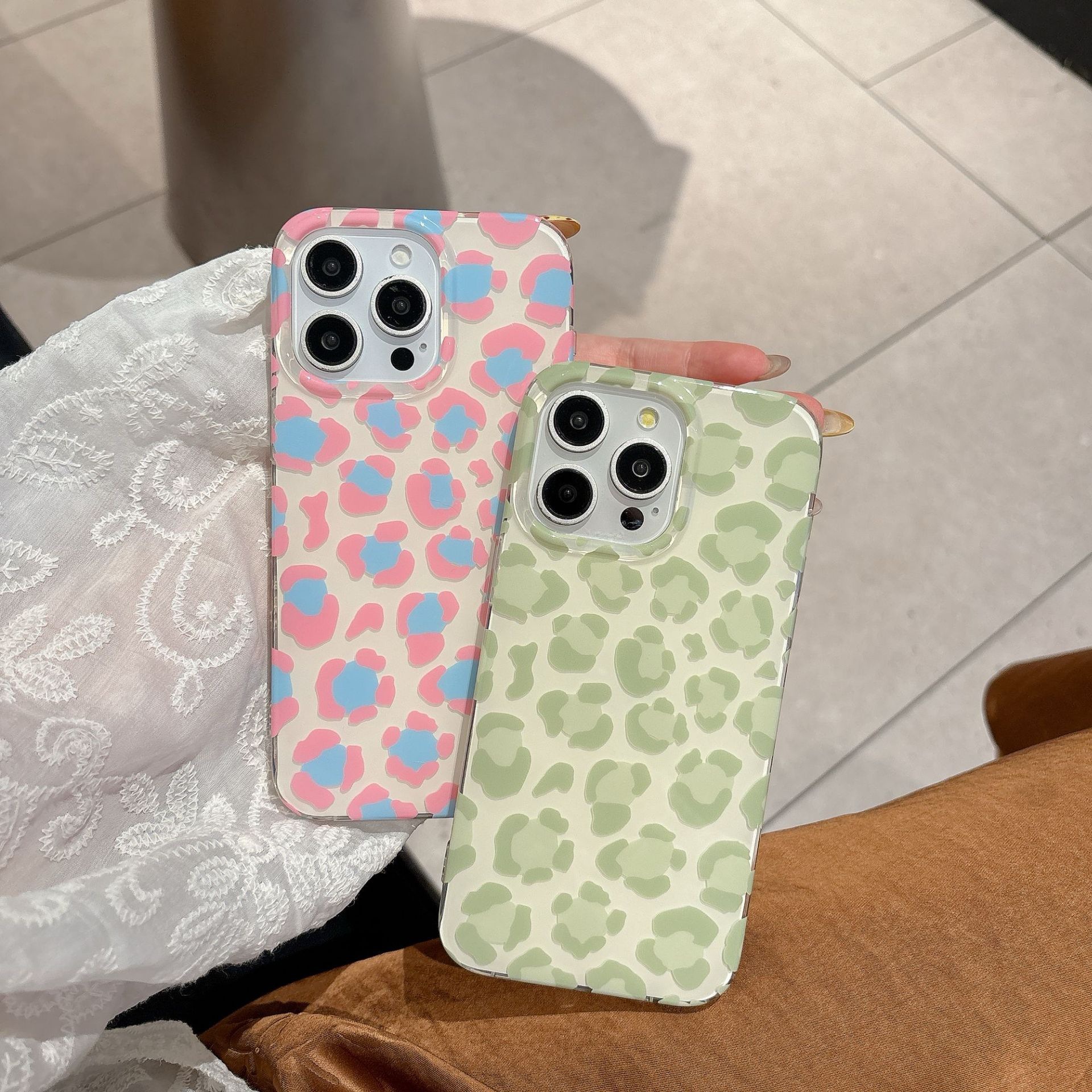 Pink Green Leopard Print Phone Case Compatible with iPhone 17 Pro Max, Fashionable Protective Case