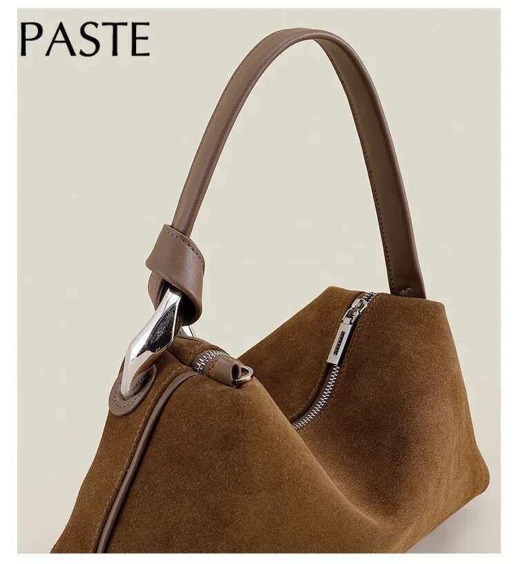 Upgrade Version Dark Red Coffee Matte Suede Leather Pillow Tote High Quality Women S Handbag Winter Autumn Female Shoulder Bag Bag