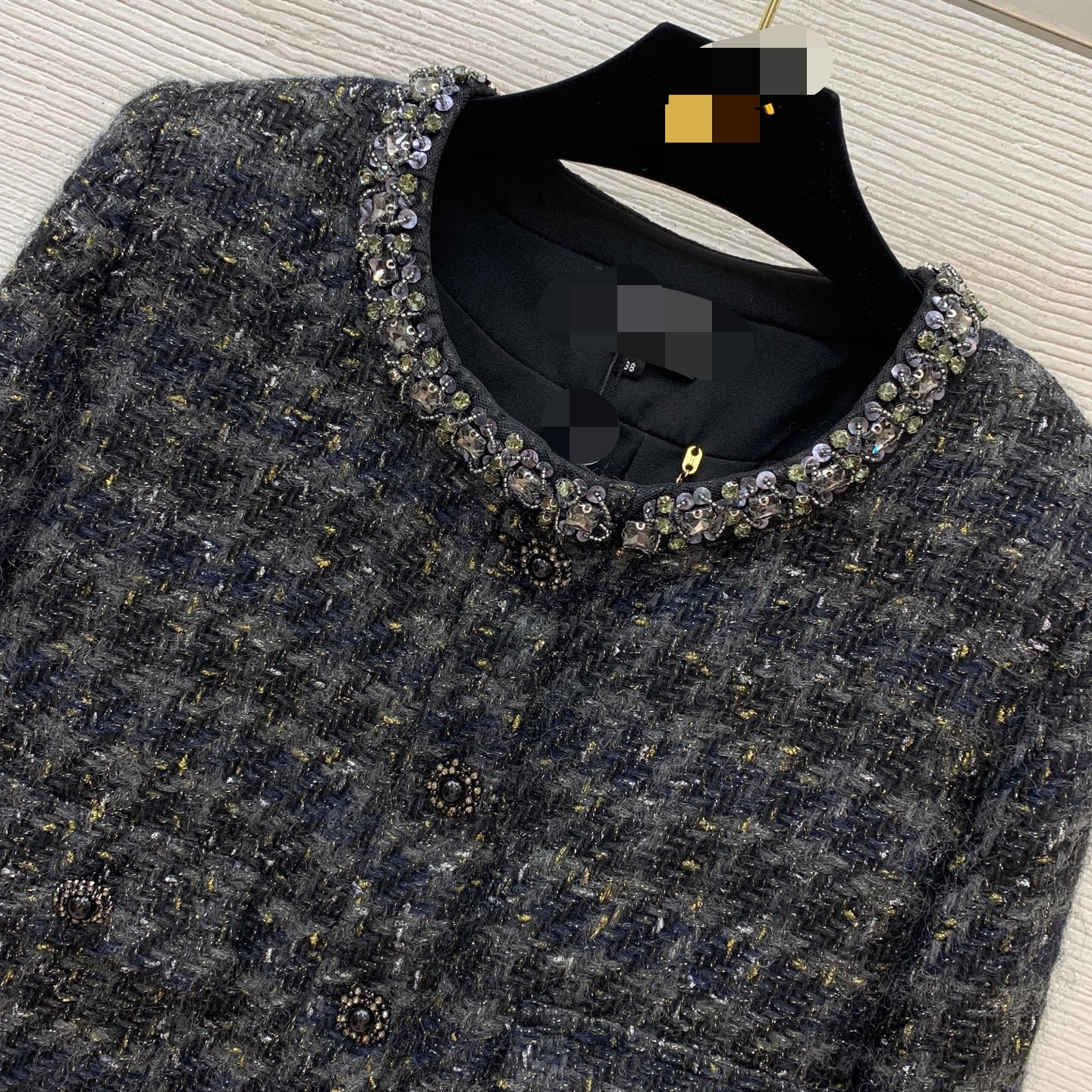 30019 XXL 2025 Milan Runway Autumn Women's outwear Long Sleeve Coat Crew Neck Coat Black White Button Fashion Clothes Womens G25092645