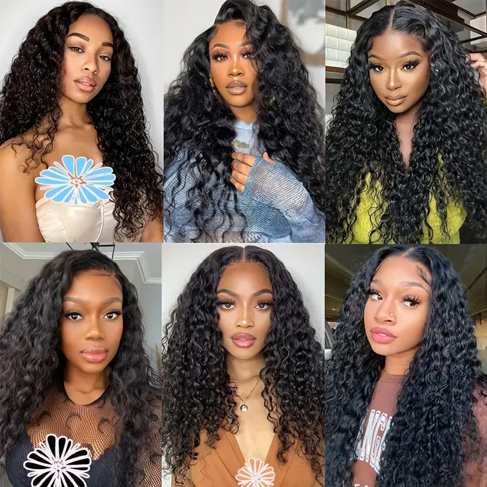 250 Density Water Wave 13x6 HD lace Frontal Wig Deep Wave Lace Front Wig Glueless Wig Human Hair Ready to Wear Lace Closure Wigs