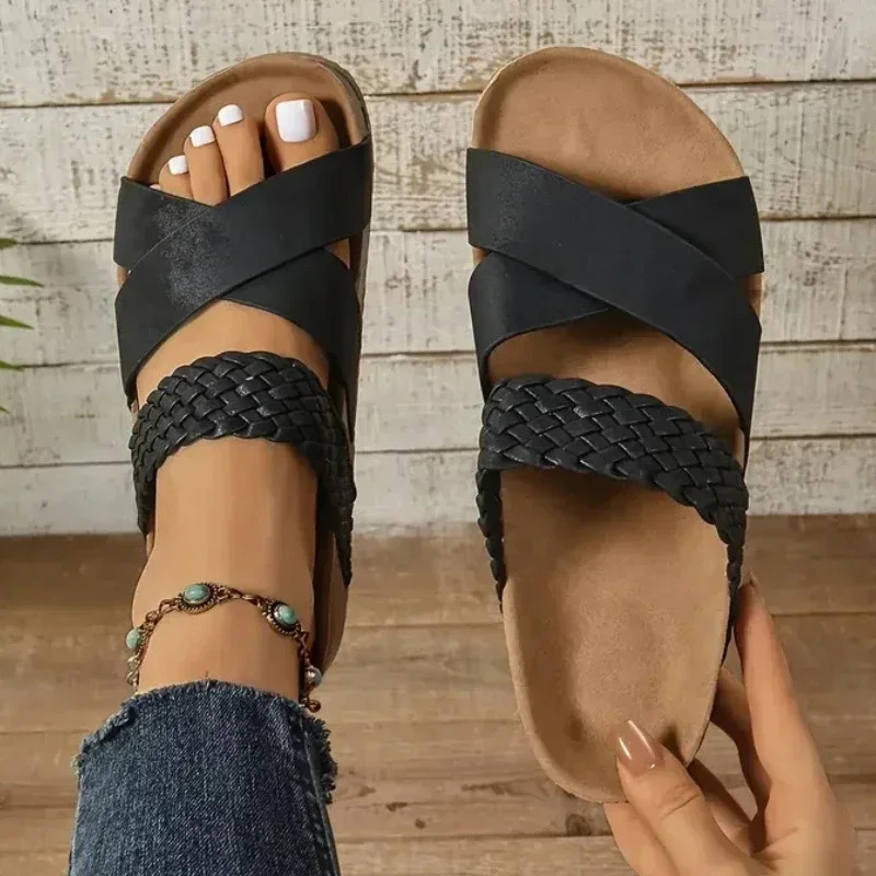 Womens Sandals Cork Flat Platform Slippers Outdoor Lightweight Shoes Summer Anti slip Trend Casual 250421BJ - view 6