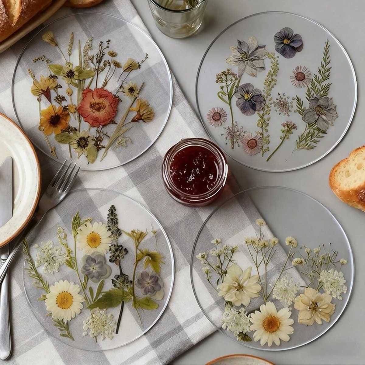 2D Flat Acrylic Coasters a Colorful Wildflower Print Design for Weddings Birthdays Everyday Use Christmas Tabletop Decorations C251122