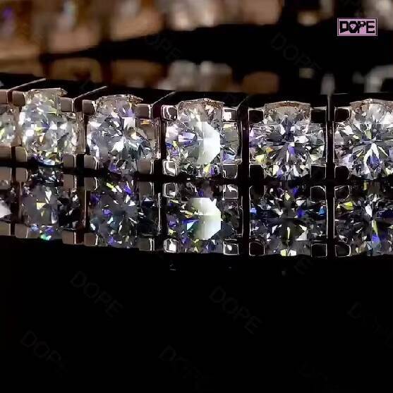 4mm Hiphop Jewelry Tennis Bracelet Iced Out Rose Gold Plated VVS Moissanite 925 Silver Moissanite Tennis Bracelet
