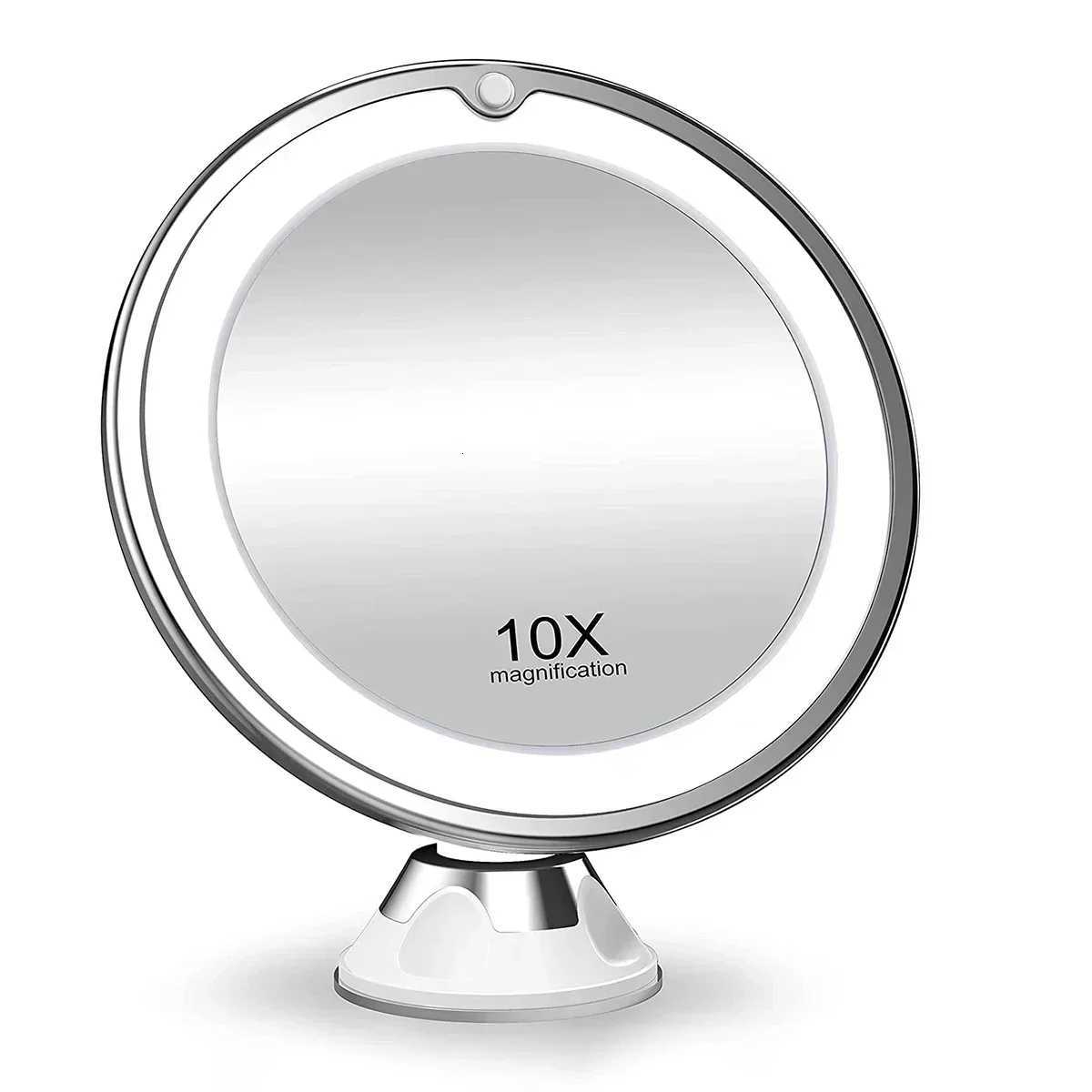Flexible 10x Magnifying Vanity Mirror with Lights Touch Screen Lighting Dressing Makeup Lamp Bottom Sucker Portable Design LED M251122
