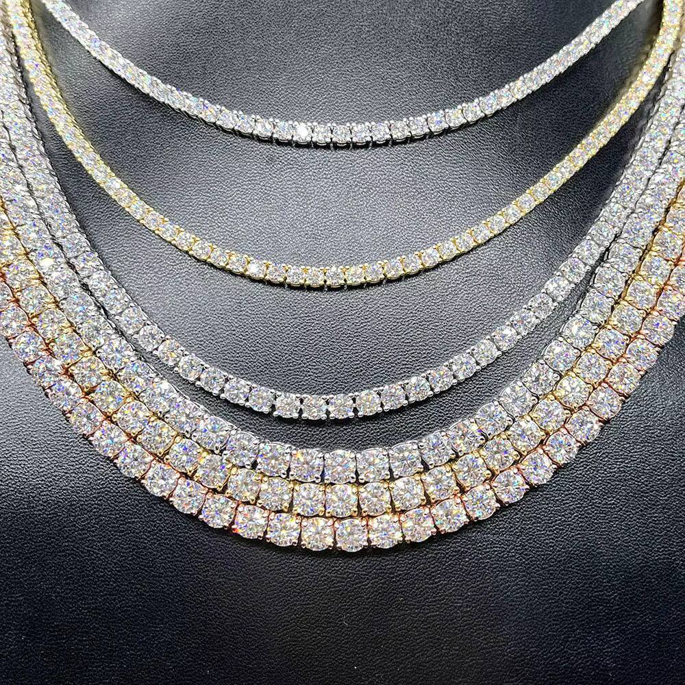 Zuanfa Hip Hop Jewelry 3mm 4mm 5mm 18K Gold Iced Diamond Necklace/Bracelet Bling Moissanite Tennis Chain