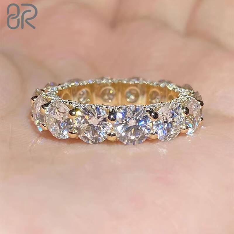 10k 14k 18k Solid Gold Moissanite Engagement Hoop Rings Charm Classic Ice Out Tennis Chain Solid Gold VVS Wedding Rings Women