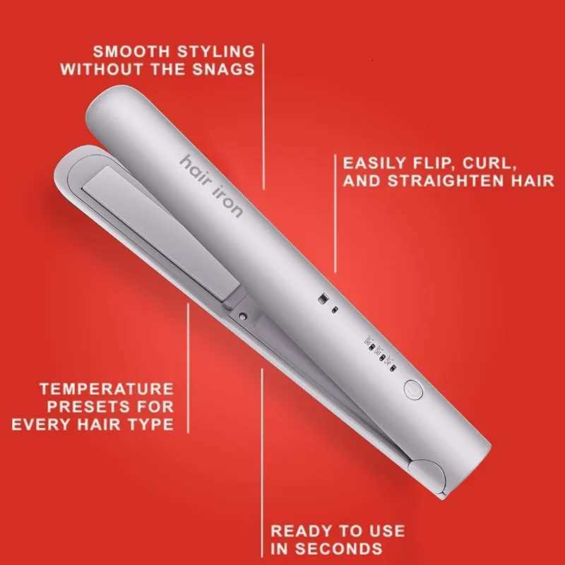 NEWLYPortable Mini Styling Iron Wireless Hair Straightener And Curler 2-In-1 With 3 Temperature Settings HeatT251122