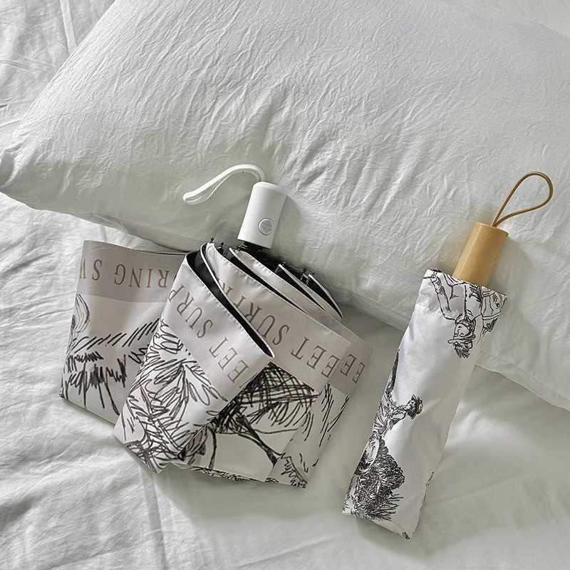 French Style Retro Folding Umbrella for Rural Areas UV Resistant Sun Shading and Rain Resistant Dual-purpose UmbrellaM251122