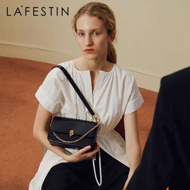 LA FESTIN Designer Handbag New Fashion One Shoulder Messenger Retro Leather Chain Small Square Bag Original Women Brand Bag