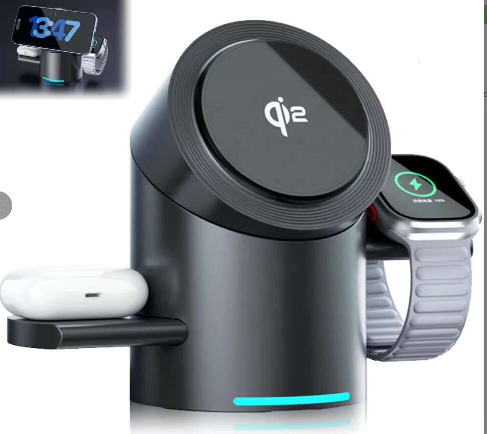 ing Aluminum Phone High Quality Automatic Touch Rotation QI23 in 1 Magnetic Folding Wireless Charger