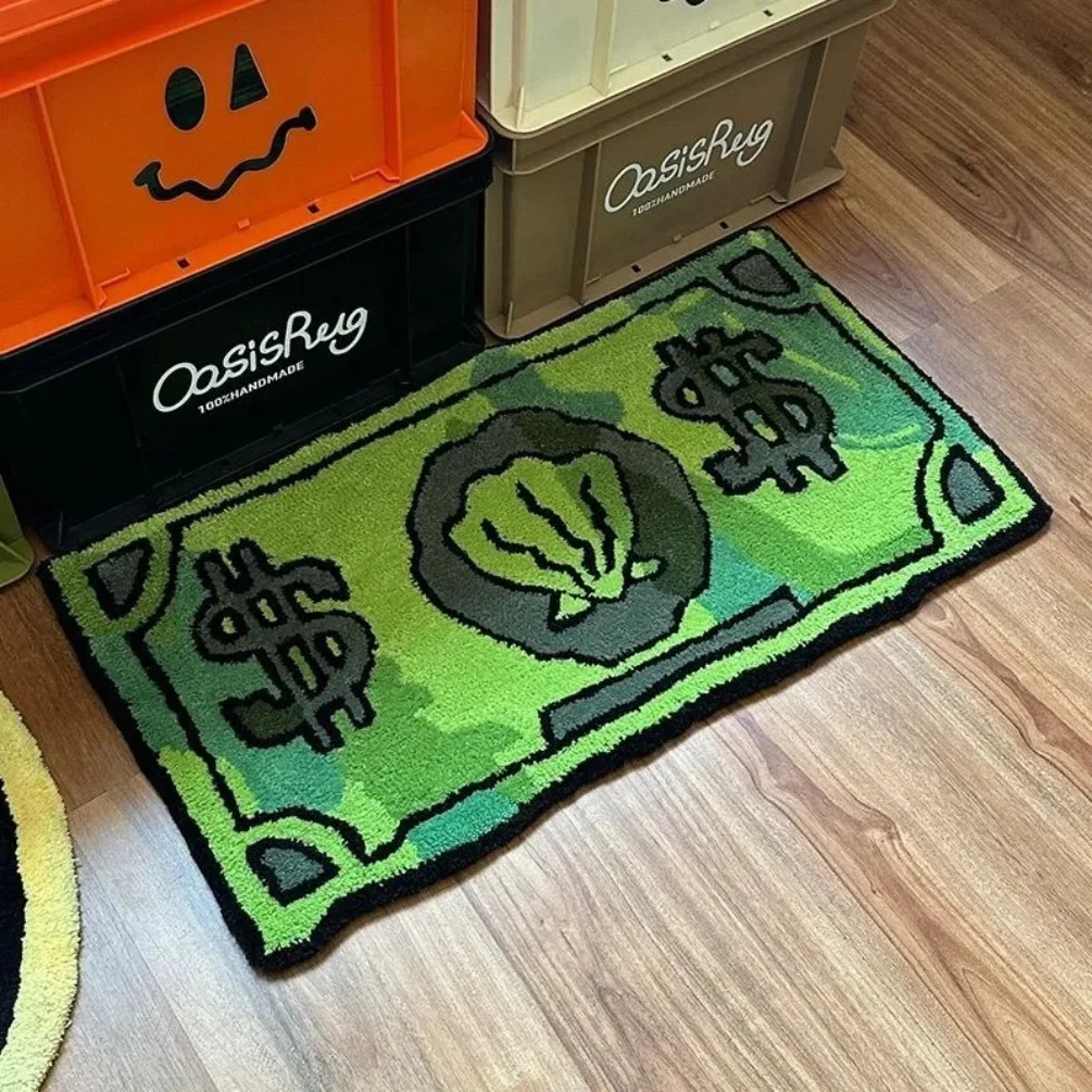 Cartoon Money Rugs Waterproof Floor Mat Fluff Carpet Non-slip DoorMat Halloween Decor Banknote Rug for Bathroom Hallway Balcony 250411