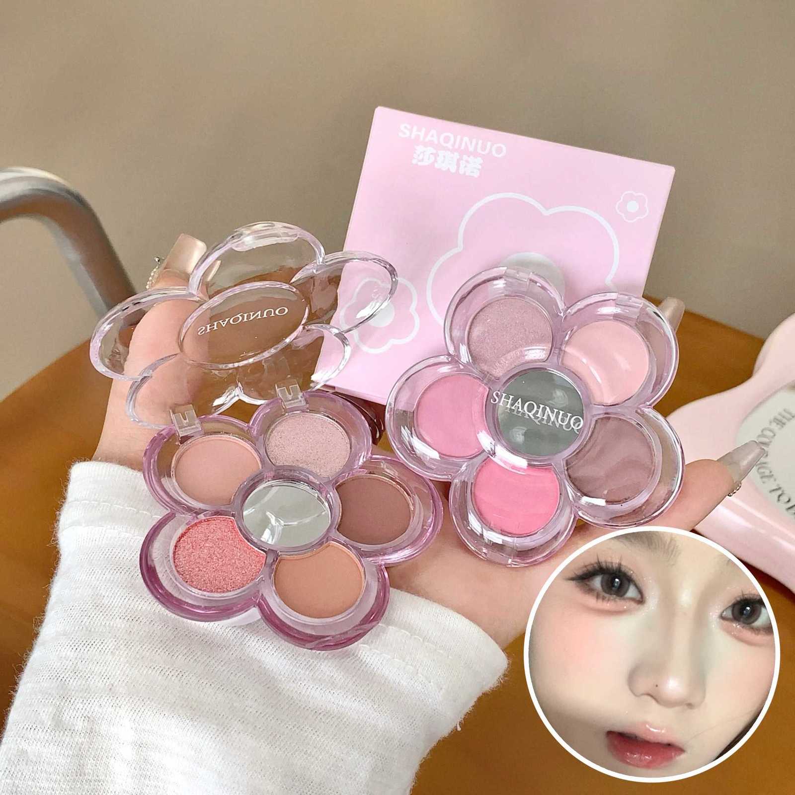 6-color Flowers Eyeshadow Palette Matte Gege Bear Pearlescent Earth Color Sequin Long-Lasting Eyeshadow And Contour PaletteT251122