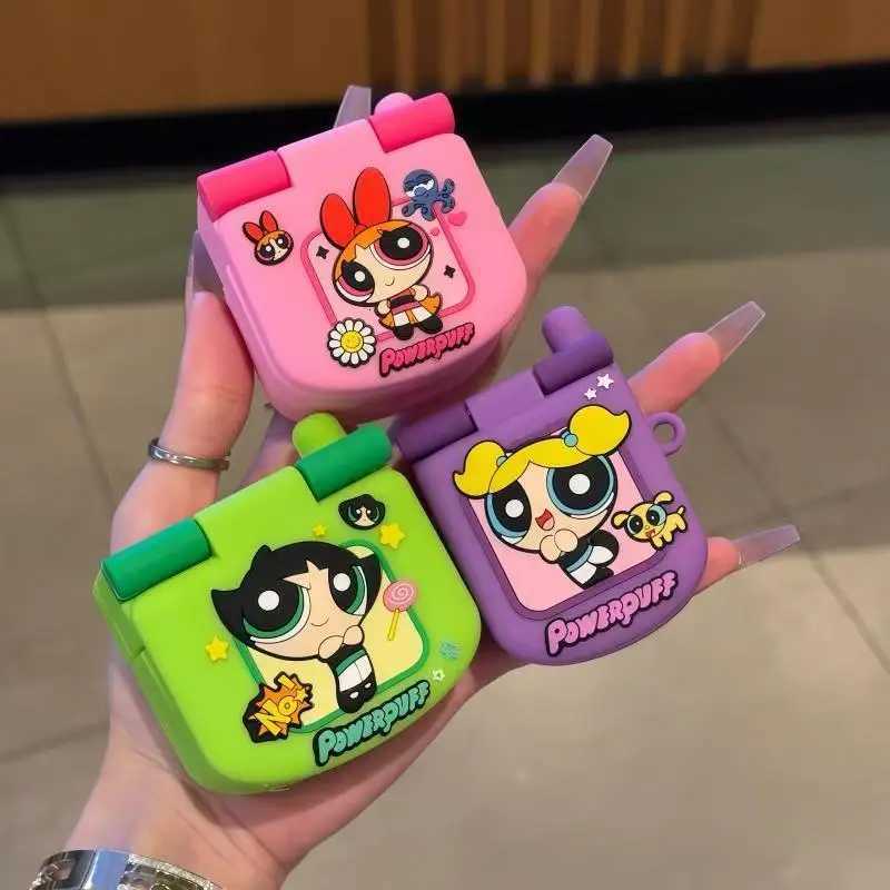 Cute The Powerpuff Girls Flip Phone Silicone Wireless Earphone Protective Case For Airpods Pro 2 3 Air Pods 4 2 3 1W251122