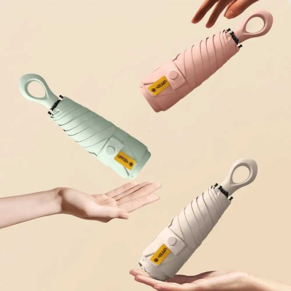 Mini Sun Umbrella Small Pocket Rain Travel Umbrella Vinyl Folding Umbrella UV Protection Sun Shade Pocket ParasolM251122