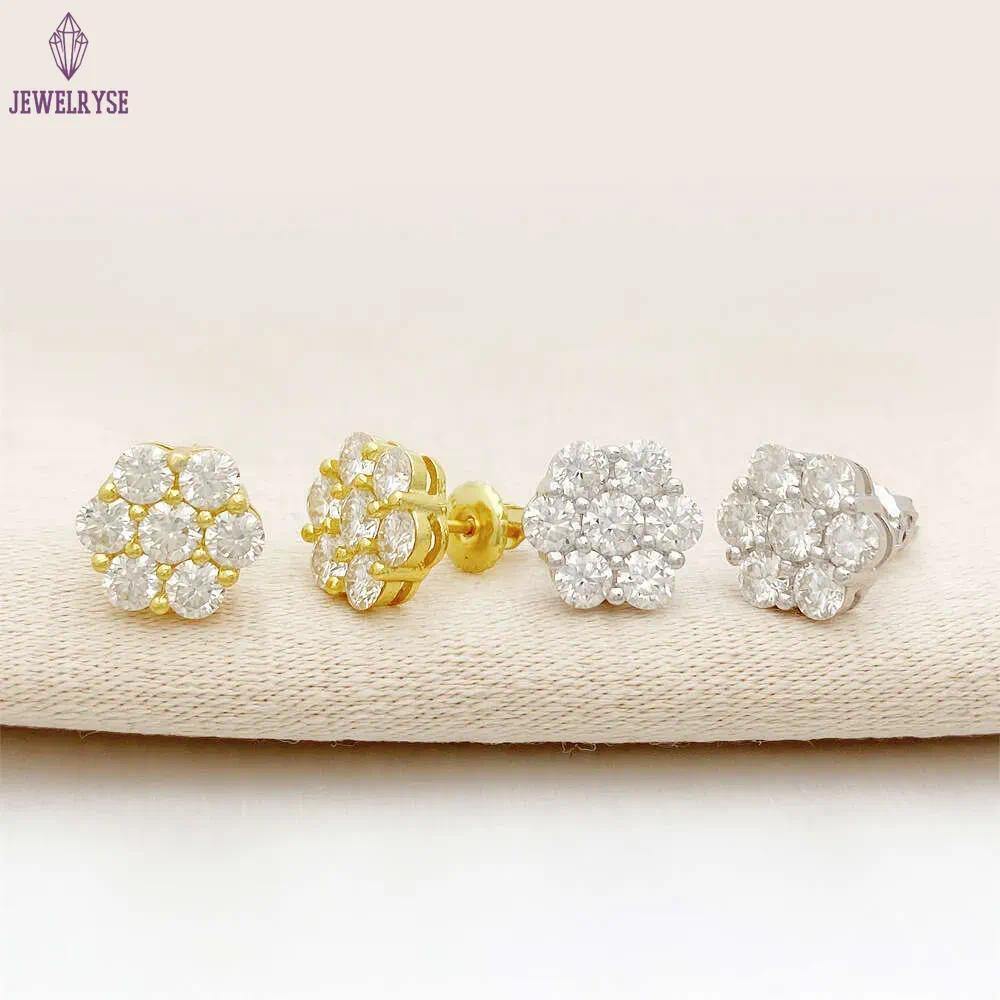Wholesale Lab Dia Screw Back Sterg Sier wer D vvs Moissanite Iced Out Cluster Stud Earrings For Women