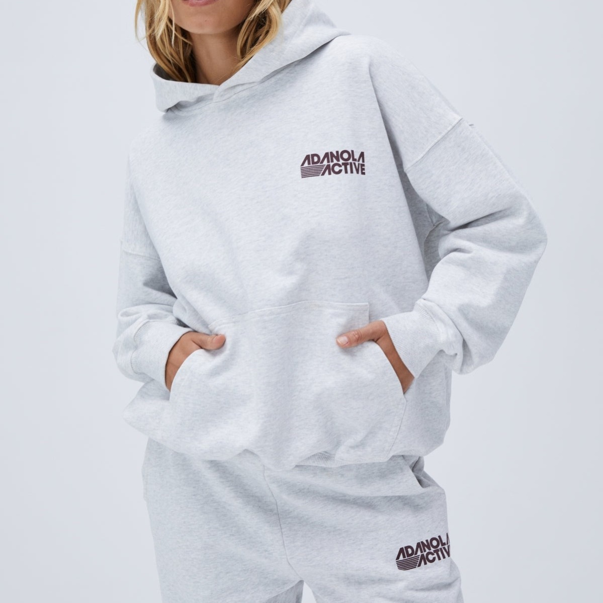 25ss adanol loose hooded grey sweatshirt ada for women printed street casual spicy girl tops oversized designer cotton hoodies sport casual tops