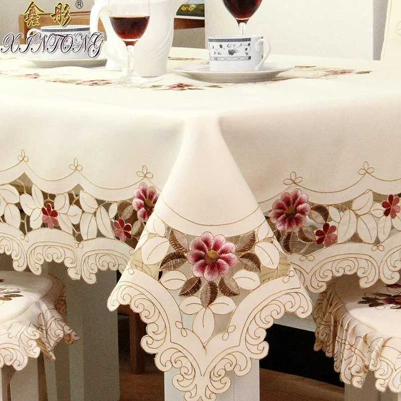 Luxury Embroidered Round Tablecloth Table Dining Table Cover Table Juppe Wedding Table Cloth Thicken Rose Flower Chair Cover C251122