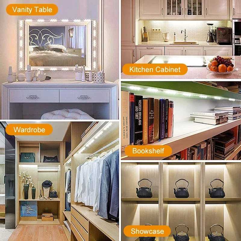 LED Makeup Mirror Lights 12W EU US Eye Protection Hollywood Vanity Lamp Touch Switch for Atmosphere Cabinet Wardrobe Lighting M251122