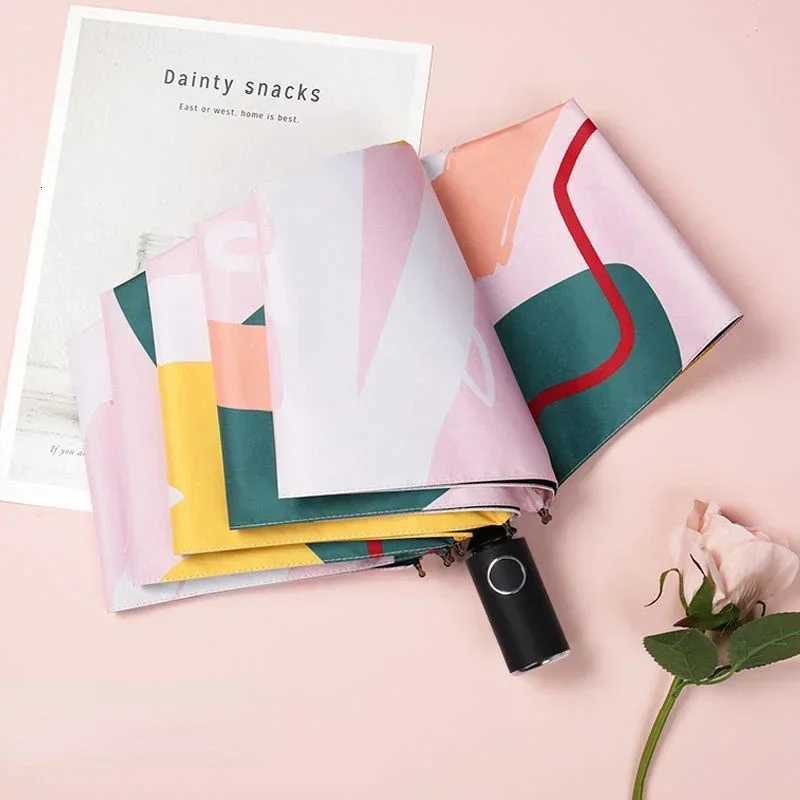 Creative Printing Automatic Opening and Closing UV Resistant Sun Umbrella for WomenM251122