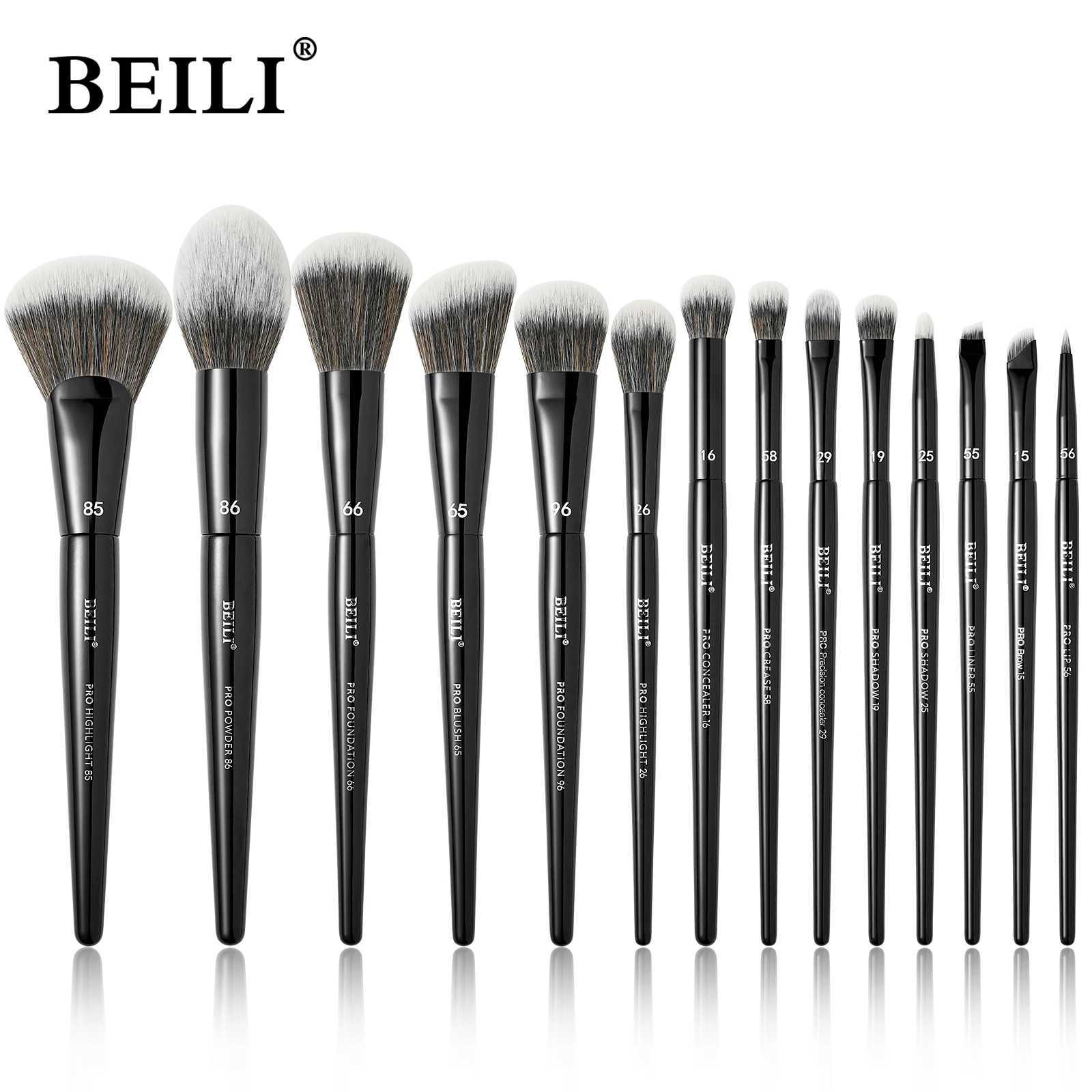 BEILI 14 Pcs Makeup Brush Set Vegan Pro Highlighter Foundation Powder Eyeshadow Eyebrow Concealer Blush Brushes Beauty Tool C251122