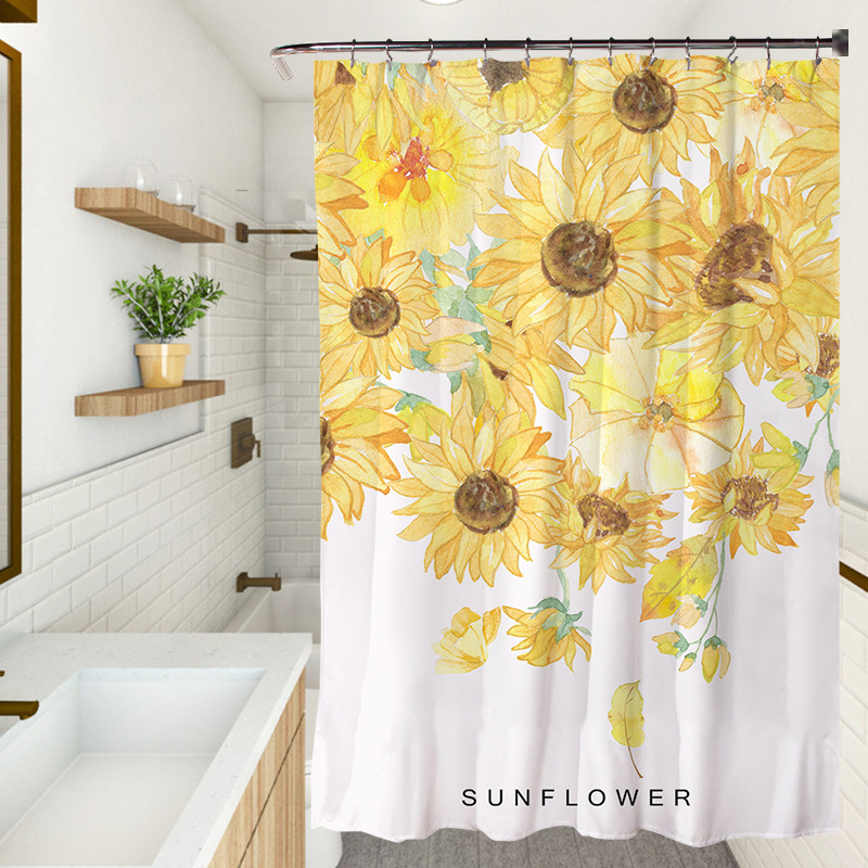 YL-37777 Fresh and Simple Series Home Shower Curtain, Bathroom Coverage, Hand-painted Waterproof Shower Curtain