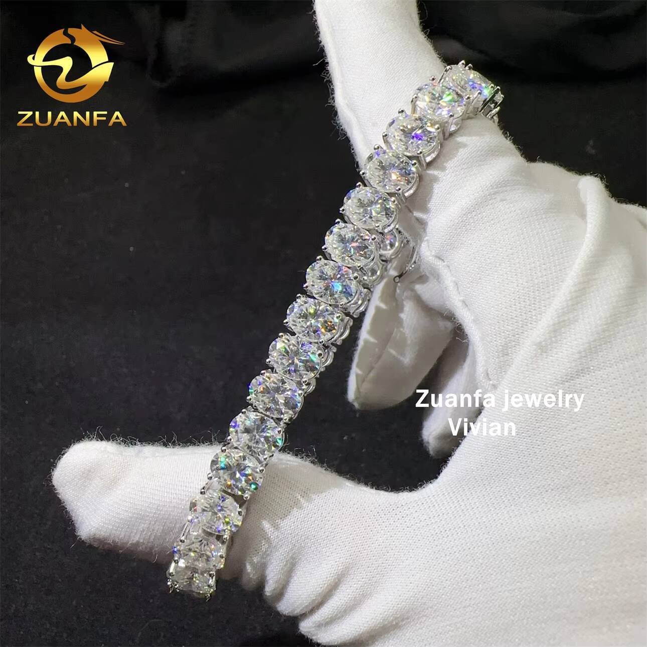 Hip Hop Jewelry Iced Out 7mm VVS Moissanite Diamond 925 Sterling Silver GRA Certified Tennis Chain Bracelet