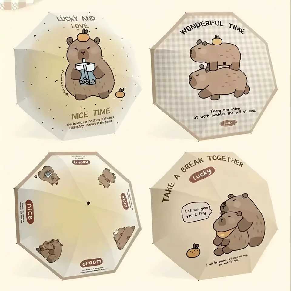 Kapibala fully automatic vinyl sunshade dual-purpose sunshade umbrella folding reinforcement student rain umbrellaM251122