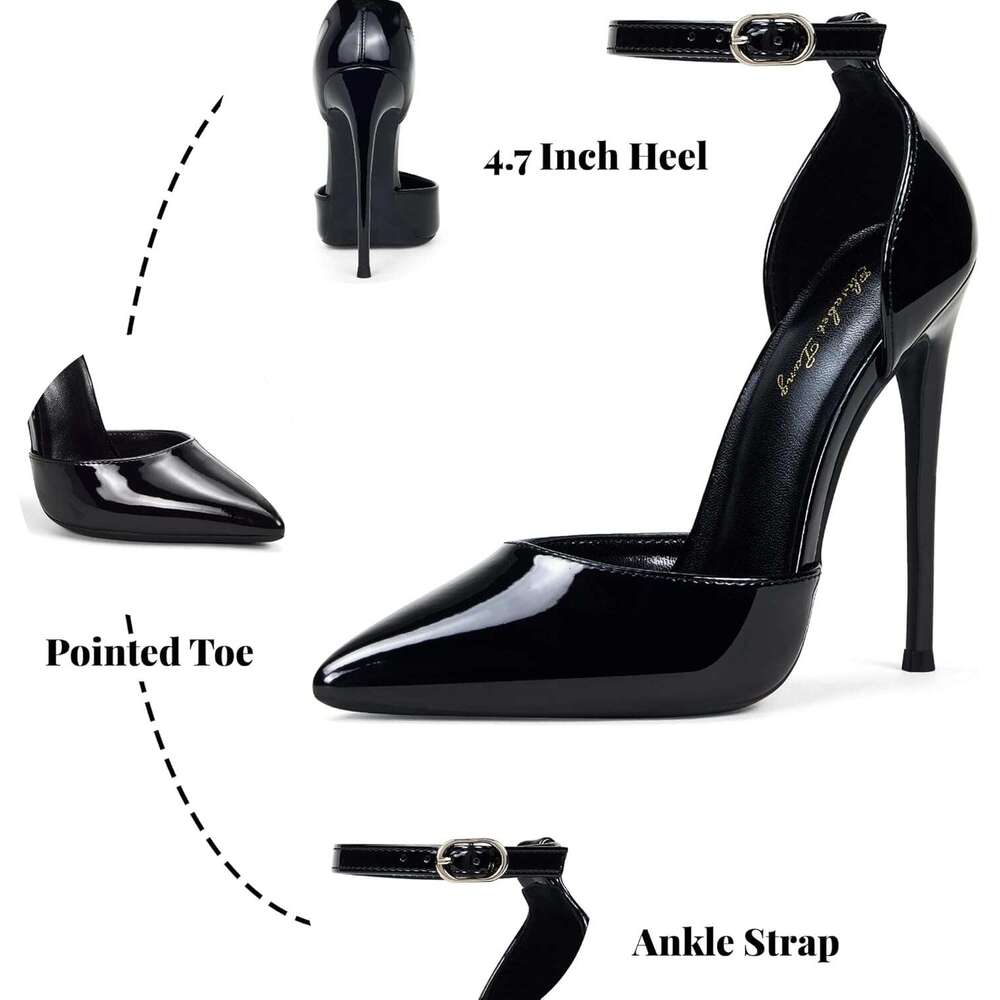 DHgadgets High Heels, Women Pumps D'Orsay Ankle Strap Pointed Toe Stiletto Heels Rhie Party Wedding Shoes