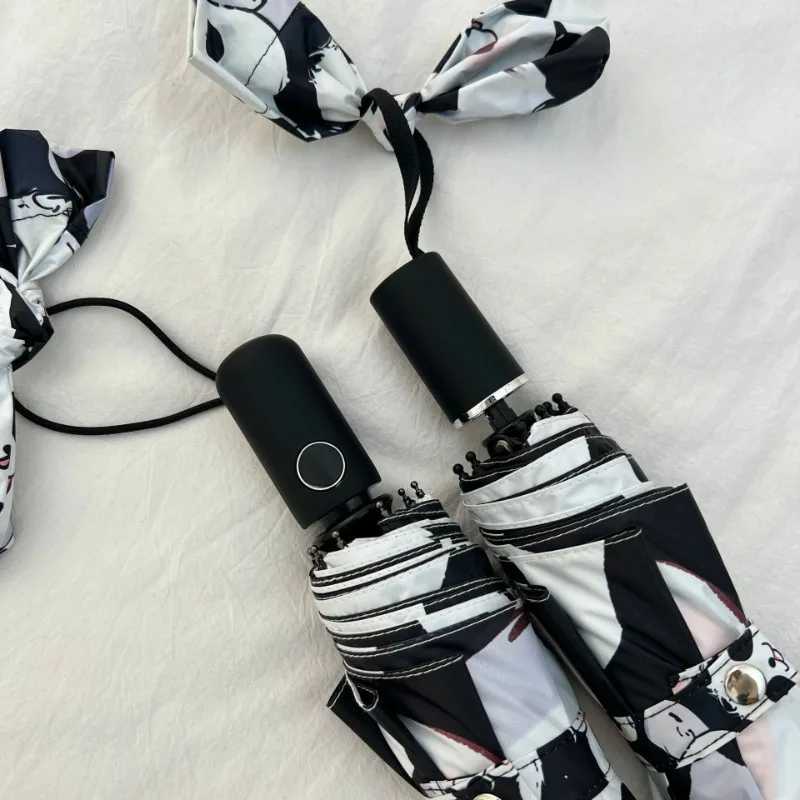 Cute Panda Umbrella Childrens Umbrella Automatic Mini Folding Vinyl Umbrella UV Protection Tiny LightweightM251122