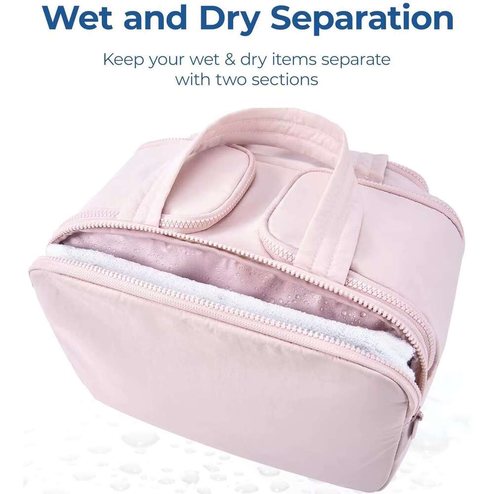 m Large Pink Folding Foldable Puffy Quilted Travel Toiletry Makeup Cosmetic Organizer Bag Case Washable Women