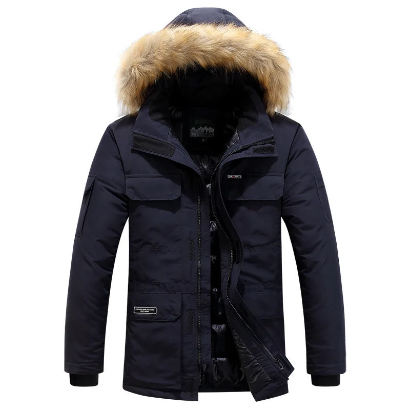 Male Keep Warm Fur Collar White Duck Down Winter Jacket 30 Degree Parkas Men Windproof Hooded Thicken Multipocket Coat 251110