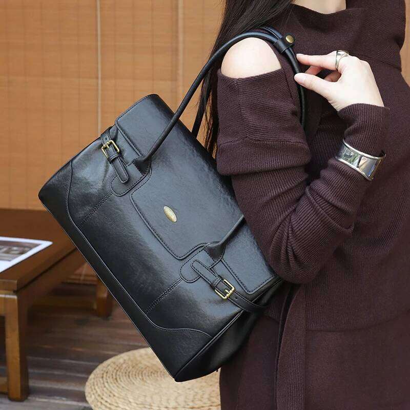 Women's Top-grain Underarm Bag Ladies Luxury Designer Genuine leather Handbags Large Capacity Commuting Tote Bags