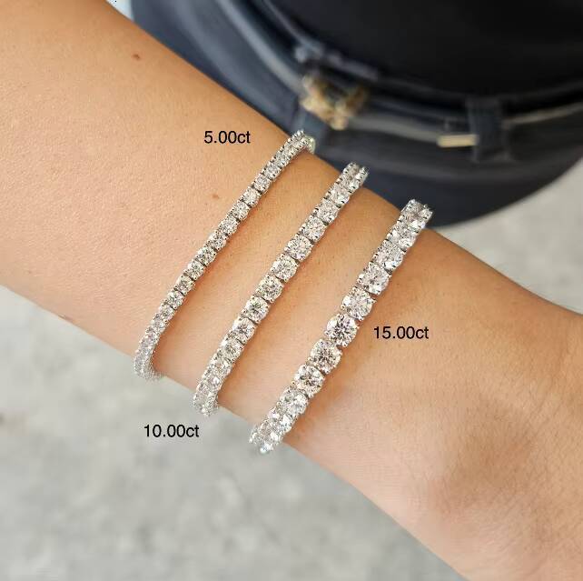 3mm Moissanite Bracelet 925 Silver Hip Hop Bracelet Women Men Icy VVS Moissanite Diamond Tennis Bracelet