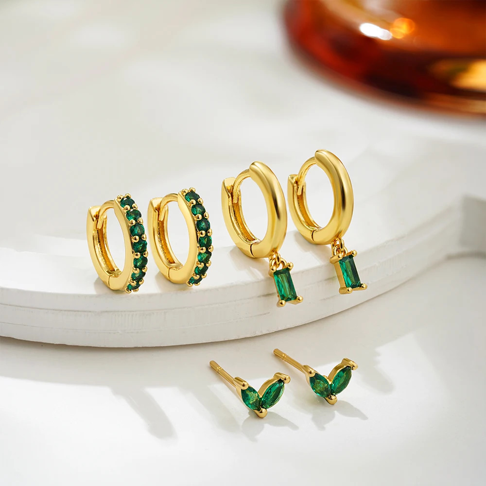 Dainty Zircon Small Stackable 14k Gold Plated Earring Set Suitable for Women Multi Perforated Paper Boxes Hug Ring Earrings Jewelry 250415