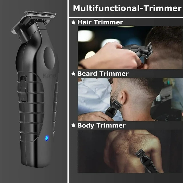 Kemei Men's Cordless Hair Clipper Electric Hair Clipper Zero Gap Trimmer HairCut