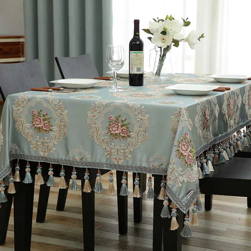 European Luxury Tassels Embroidered Tablecloth Rectangular Square Round Dining Coffee Table Cover Party Event Decor C251122