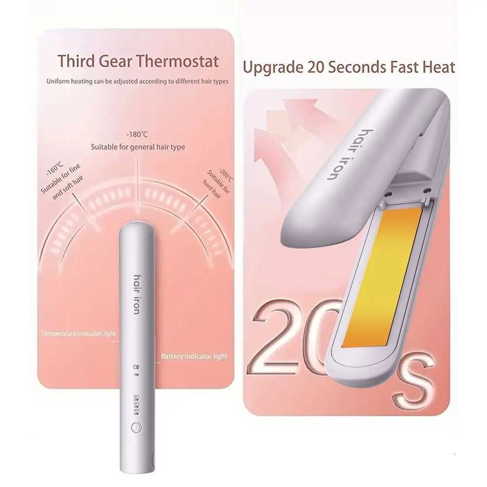 Durable Wireless Hair Straightening 2in1 Mini Hair Curler Improve Frizzy Hair Small Power Splint for Student DormitoryT251122