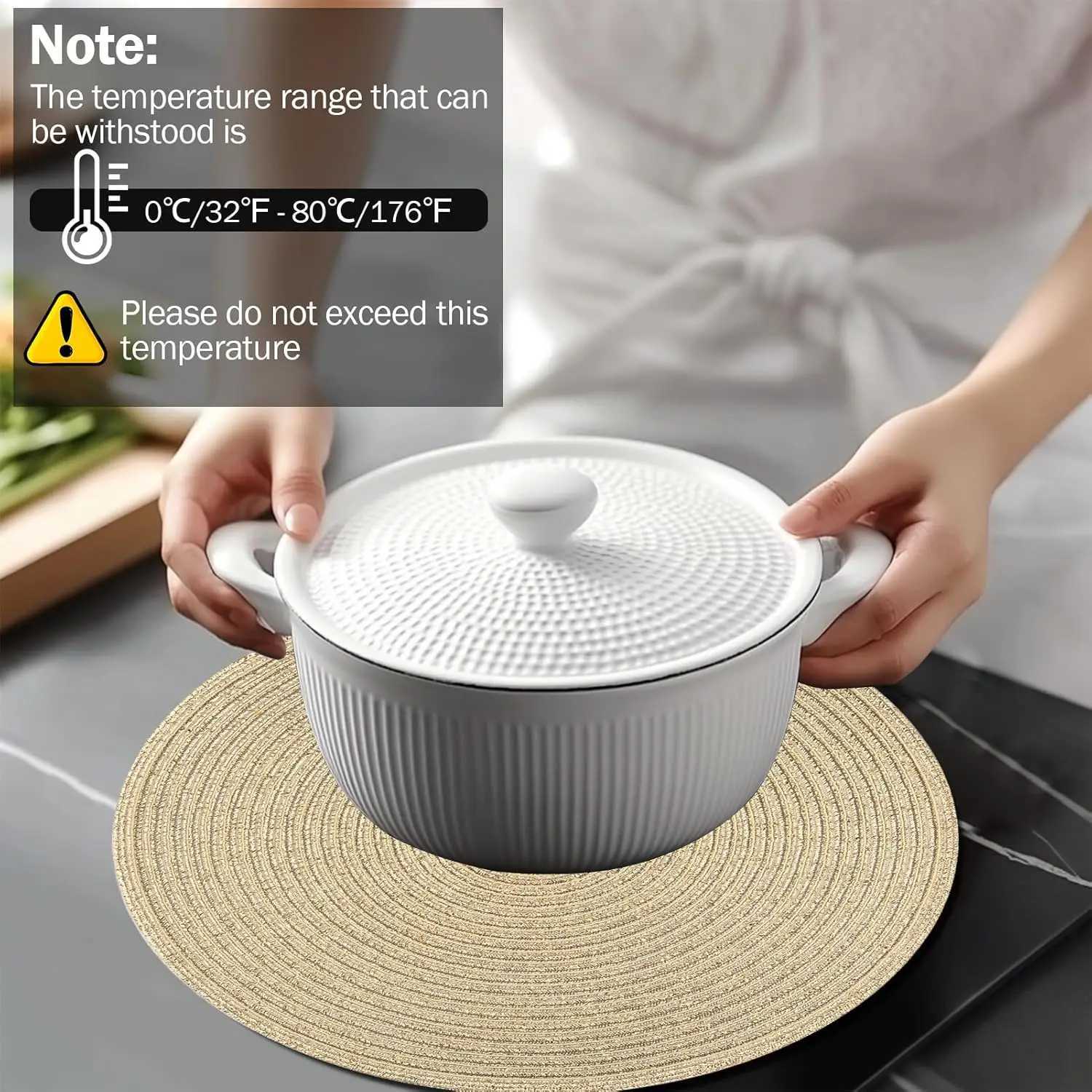 Placemats for Dining Table 6PC Linen Cotton Woven Non-slip Ironing Placemat Teacup Mat Round Plate mat Flower Mat Kitchenware C251122