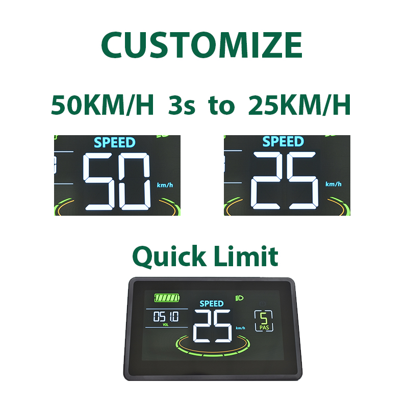 H6C Digital Speedometer Center Mount LCD Screen for E-Bicycles Real Time Data Display Bike Electronics Computer Accessories