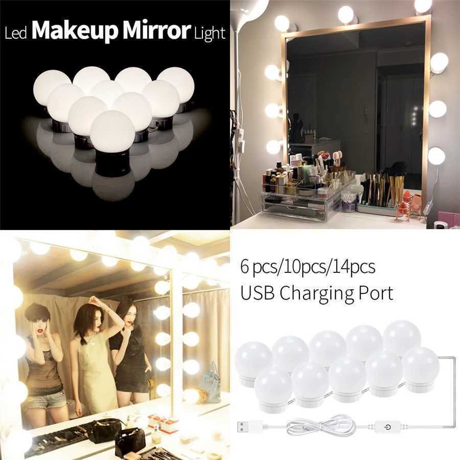3 Colors USB Makeup Mirror Lamp Led Professional Touch Dimming Dressing Table Vanity Lights 14 Bulbs Fill-in Light for Bathroom M251122