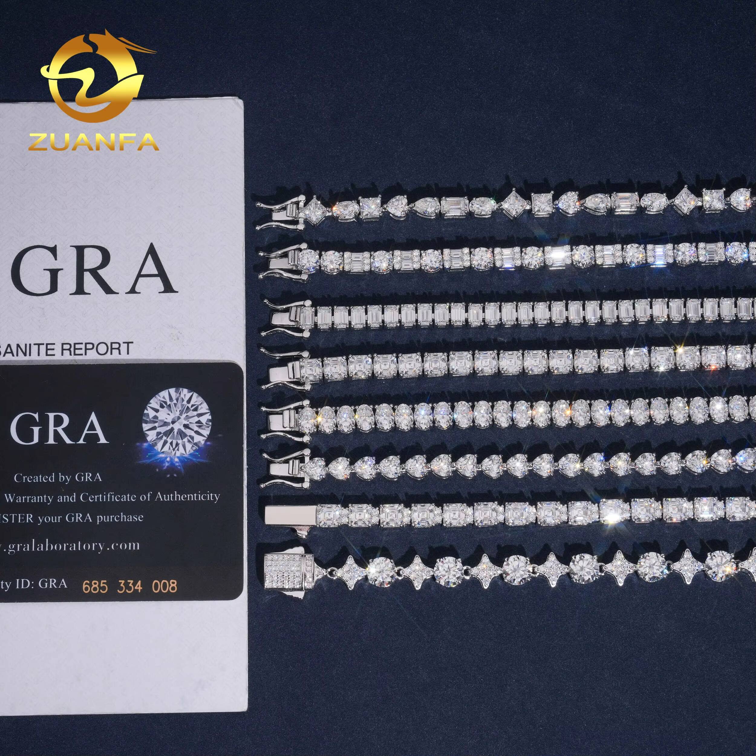 Pass Diamond Tester 925 Sterling Silver Luxury Fashion Fancy Shape Moissanite Tennis Bracelet