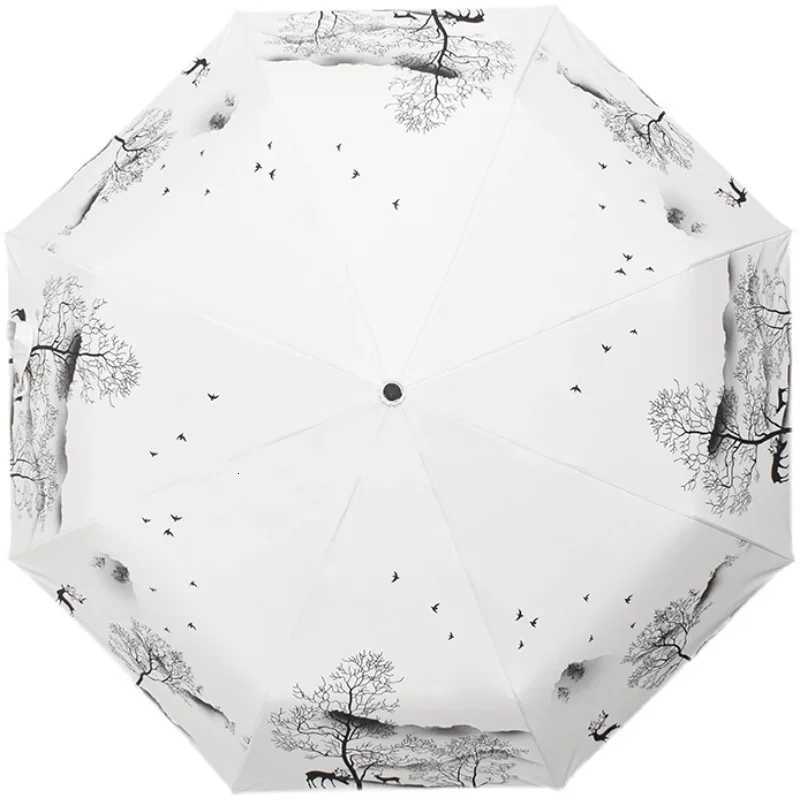 Automatic Double Sunny Umbrella Large Sunshade Sunblock Folding Retro Oil Painting UmbrellaM251122