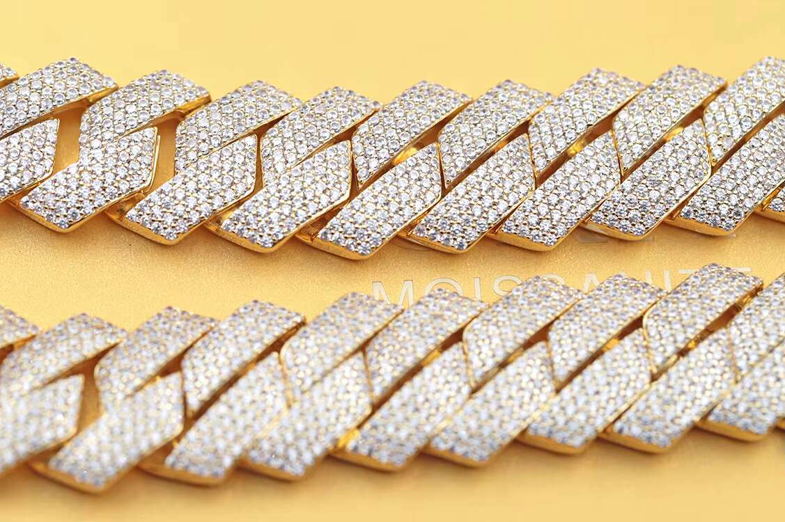 RTS Cuban Chain S925 Sterling Silver White Gold Plated 4rows 20mm Cuban Link Heavy Necklace Vvs trend Hip Hop Chain or